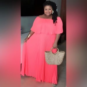 Gorgeous Neon Coral Maxi Dress Plus size